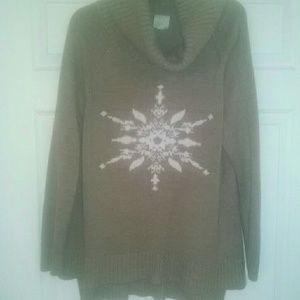 Ny and Co tan & white snowflake sweater size lar